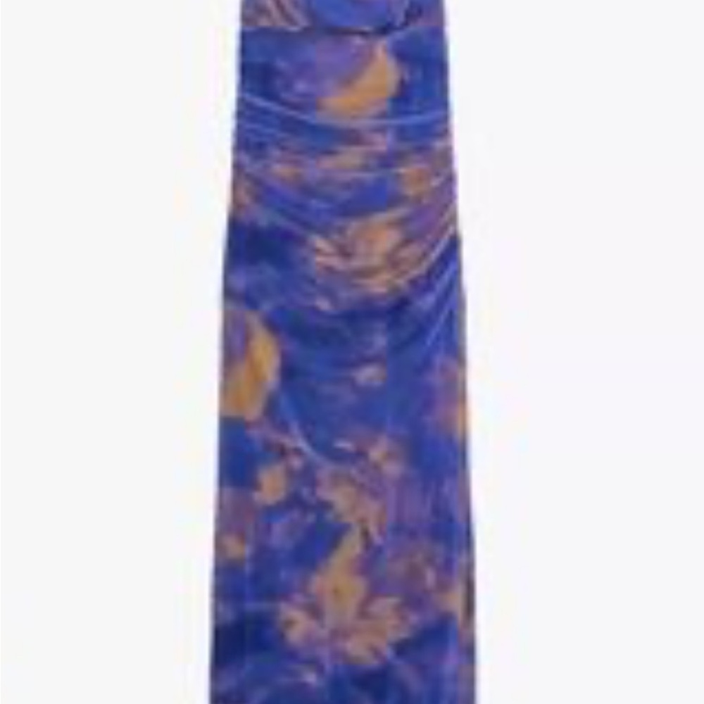 Zara Blue and Brown  Maxi Dress